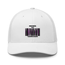 Load image into Gallery viewer, Kindness Barcode Trucker Cap - JUL SWIM Kindness Barcode Trucker Cap White